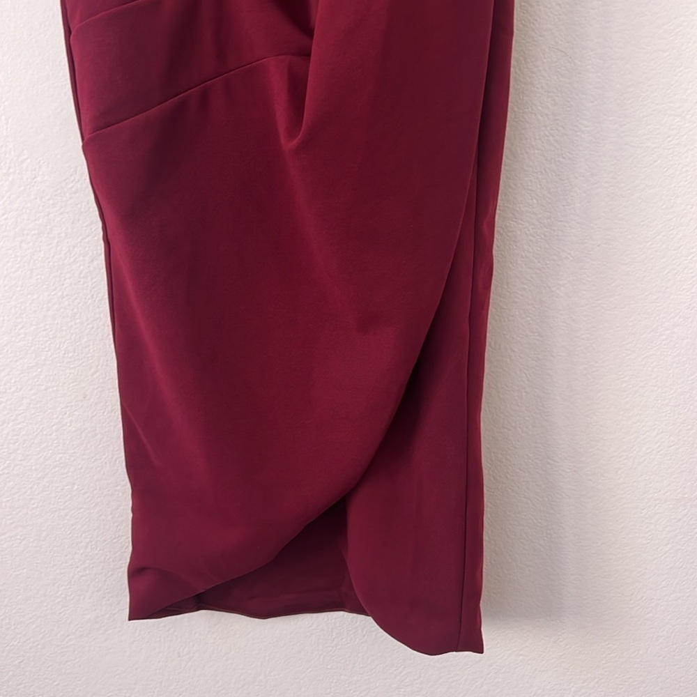 Lulus One Shoulder Burgundy Wrap Dress Size XS NWT - Picture 5 of 9